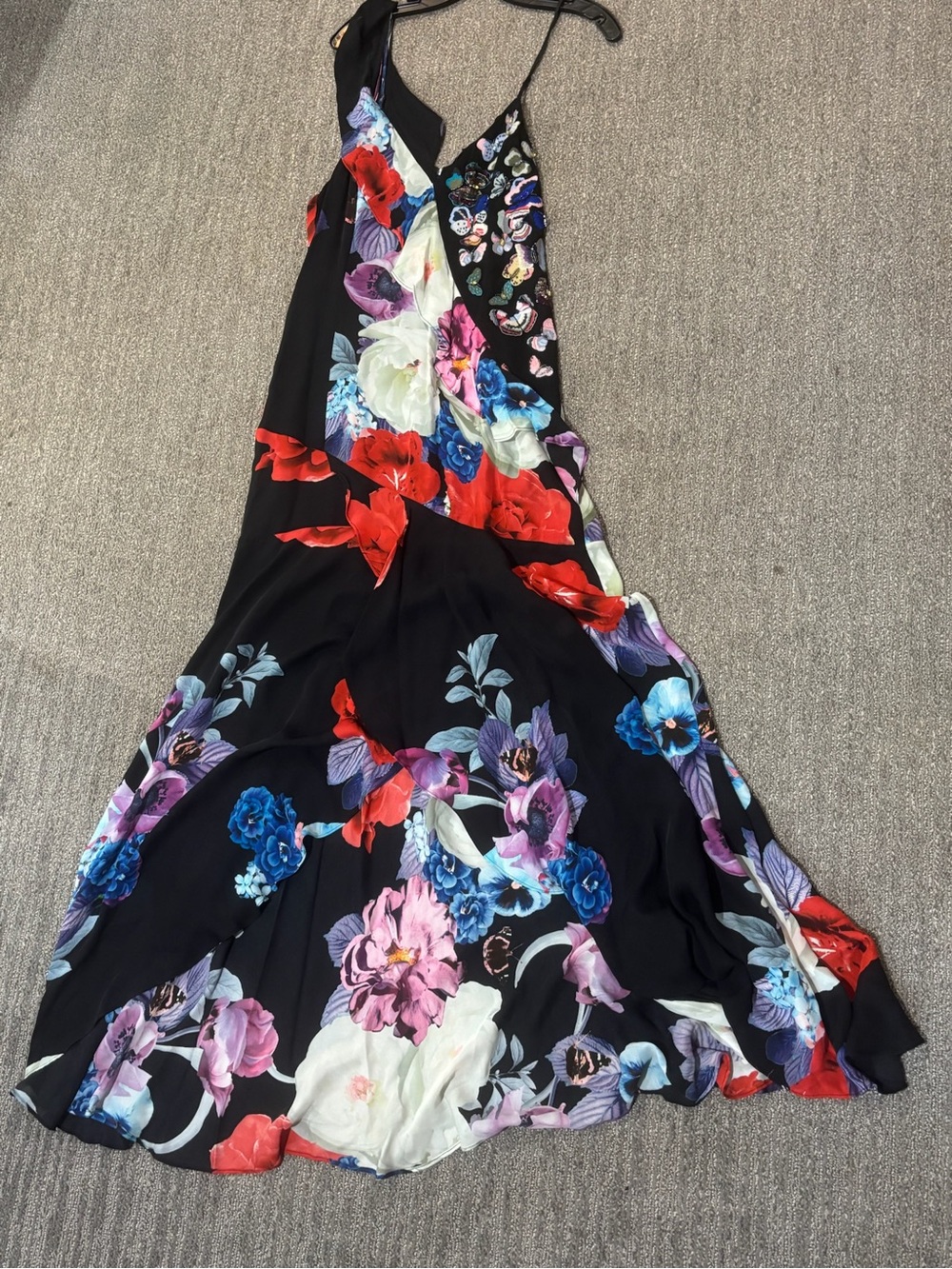 Parker BLACK- beautiful floral with beads and train on the back!!
